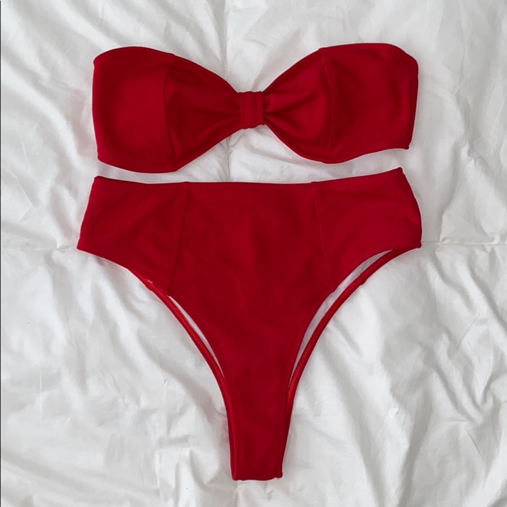 Red High Waisted Bikini